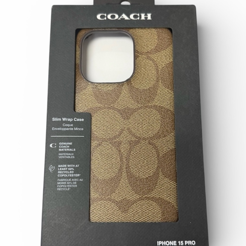 Coach Brown Patterned iPhone 15 Pro Case